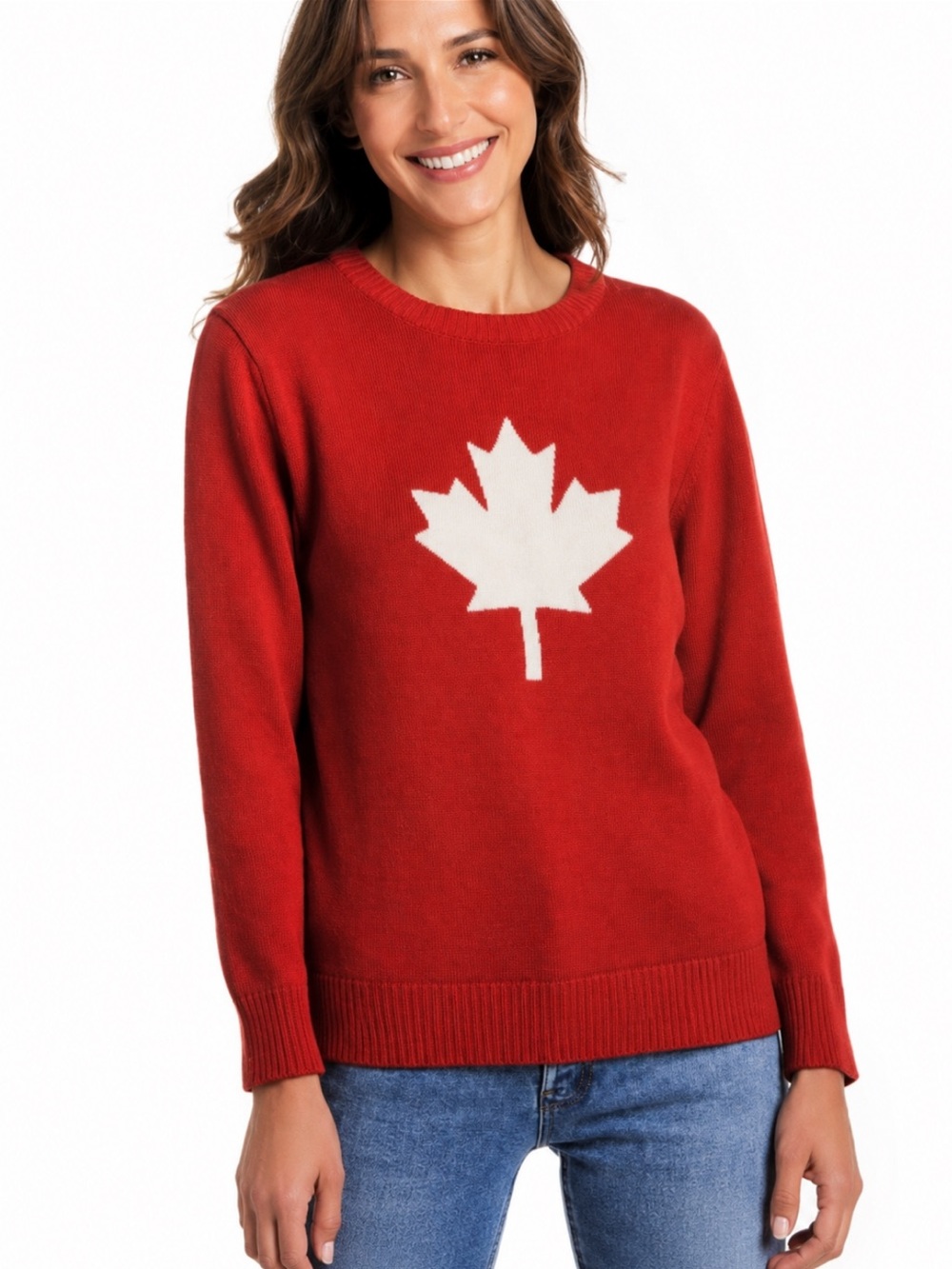 Weatherproof Vintage 100% Cotton Canada Sweater Red and White XS NWOT